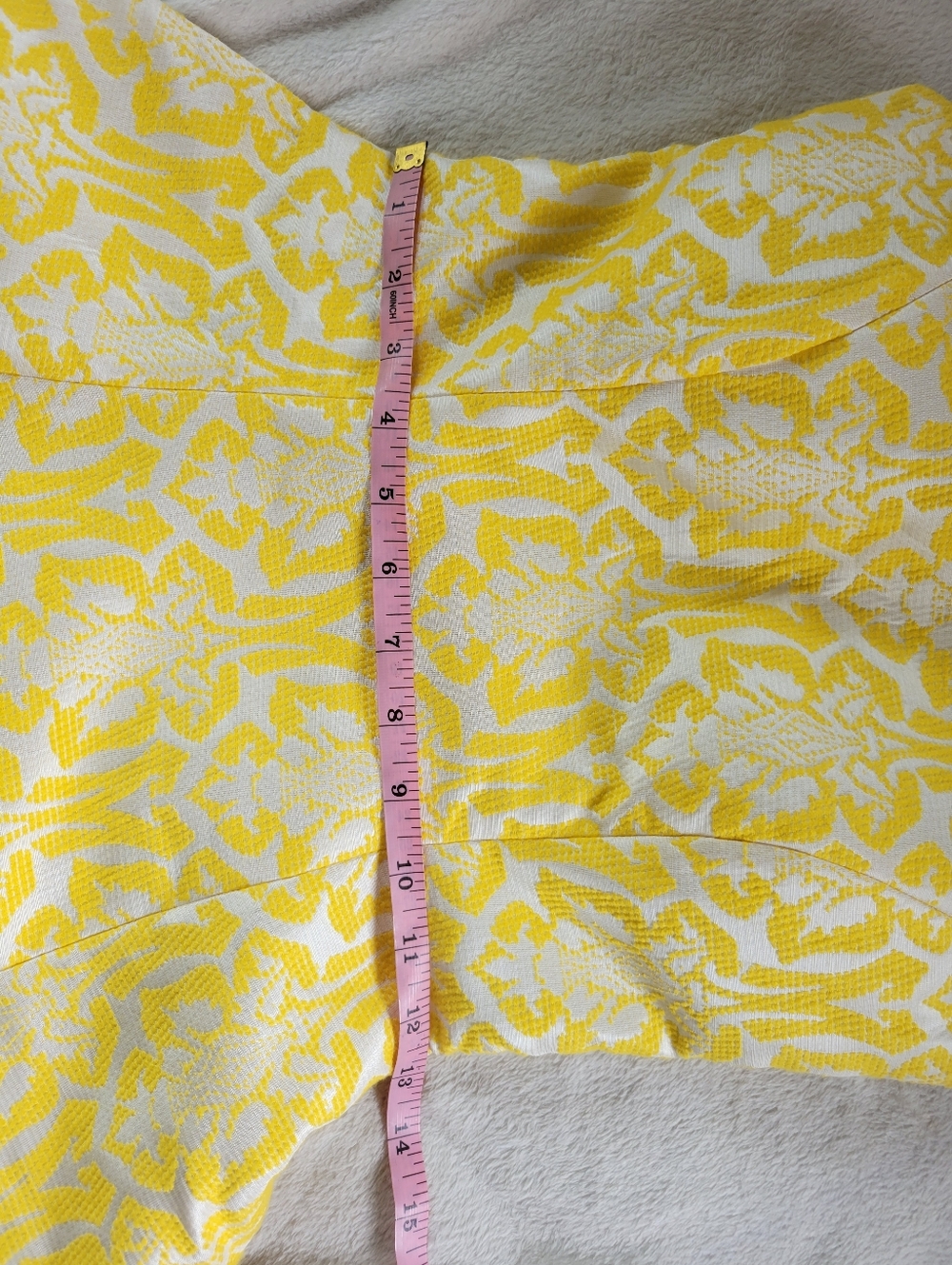 ✨️HP✨️Minuet | Yellow/White Damask Sleeveless Brocade Fit & Flare Dress (SIZE S) - Picture 14 of 15